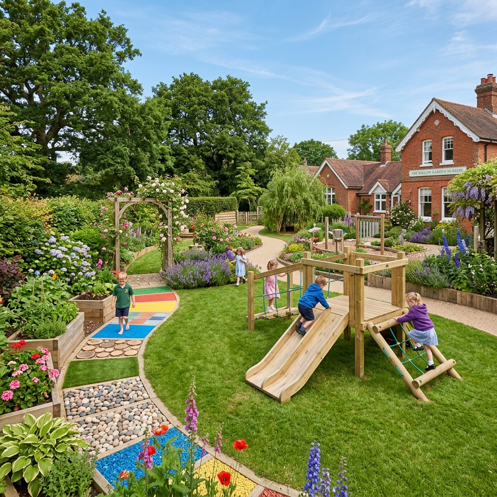 Toddlers playing outside in the garden